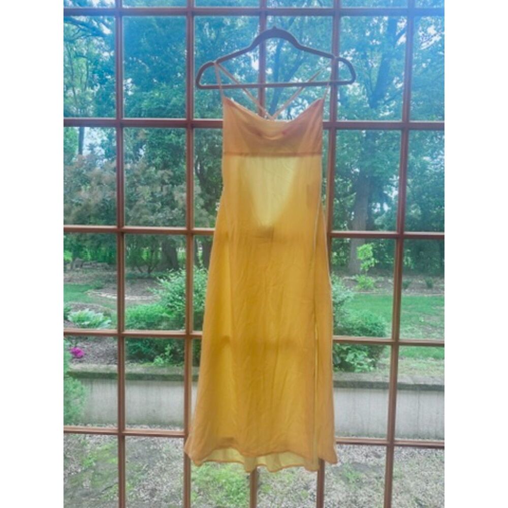 Reformation 100% Silk Butter Yellow Slip Dress Open Back Strappy Sz 0